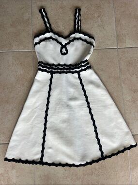 Small White Sundress with Black Ric Rac Trim